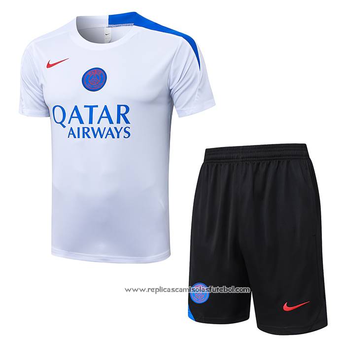 Fato de Treino Paris Saint-Germain 2025-2026 Manga Curta Branco - Calcas Curta